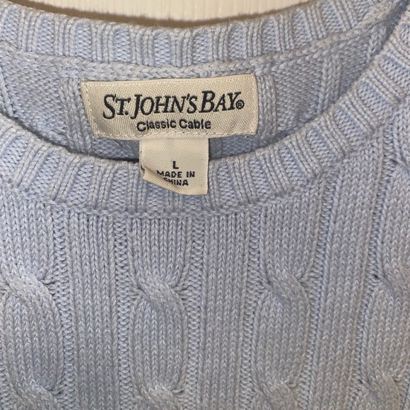 Light Blue St. John’s Bay Classic Cable Knit Sweater - Picture 3 of 8